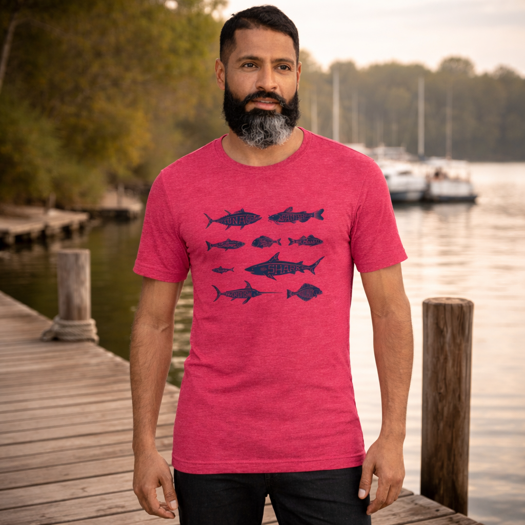 Species design artwork for Lake Pacific saltwater fishing t-shirt