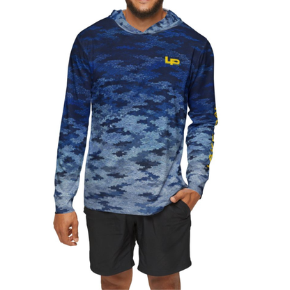 Lake Pacific Bluefin performance fishing hoodie – UPF 50+ geometric bluefin tuna design sun hoodie for anglers