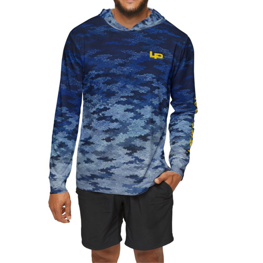 Lake Pacific Bluefin performance fishing hoodie – UPF 50+ geometric bluefin tuna design sun hoodie for anglers