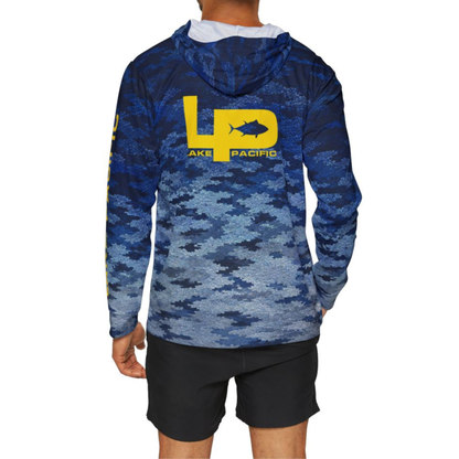 Bluefin fishing hoodie back view – Lake Pacific UPF 50+ performance hoodie