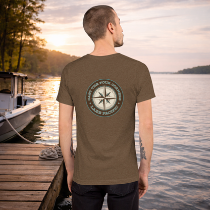 Compass rose design artwork for Lake Pacific nautical fishing t-shirt