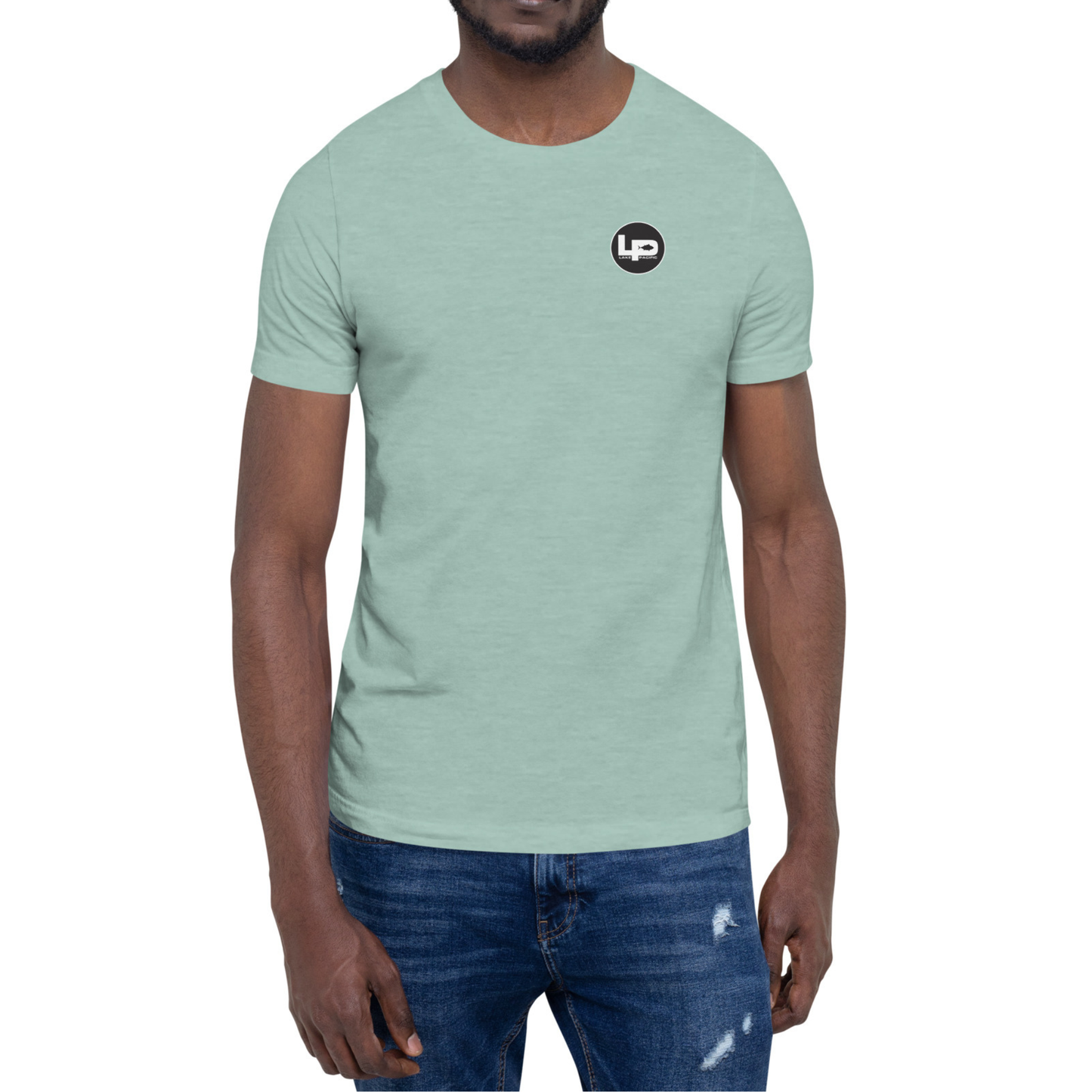 Lake Pacific Silhouette tee front – premium cotton coastal fishing shirt