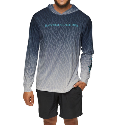 Lake Pacific Tiger Shark performance fishing hoodie – UPF 50+ shark pattern sun hoodie for anglers