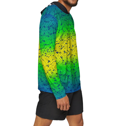 Lake Pacific Dorado fishing hoodie – electric mahi-mahi design UPF 50+ offshore sun hoodie