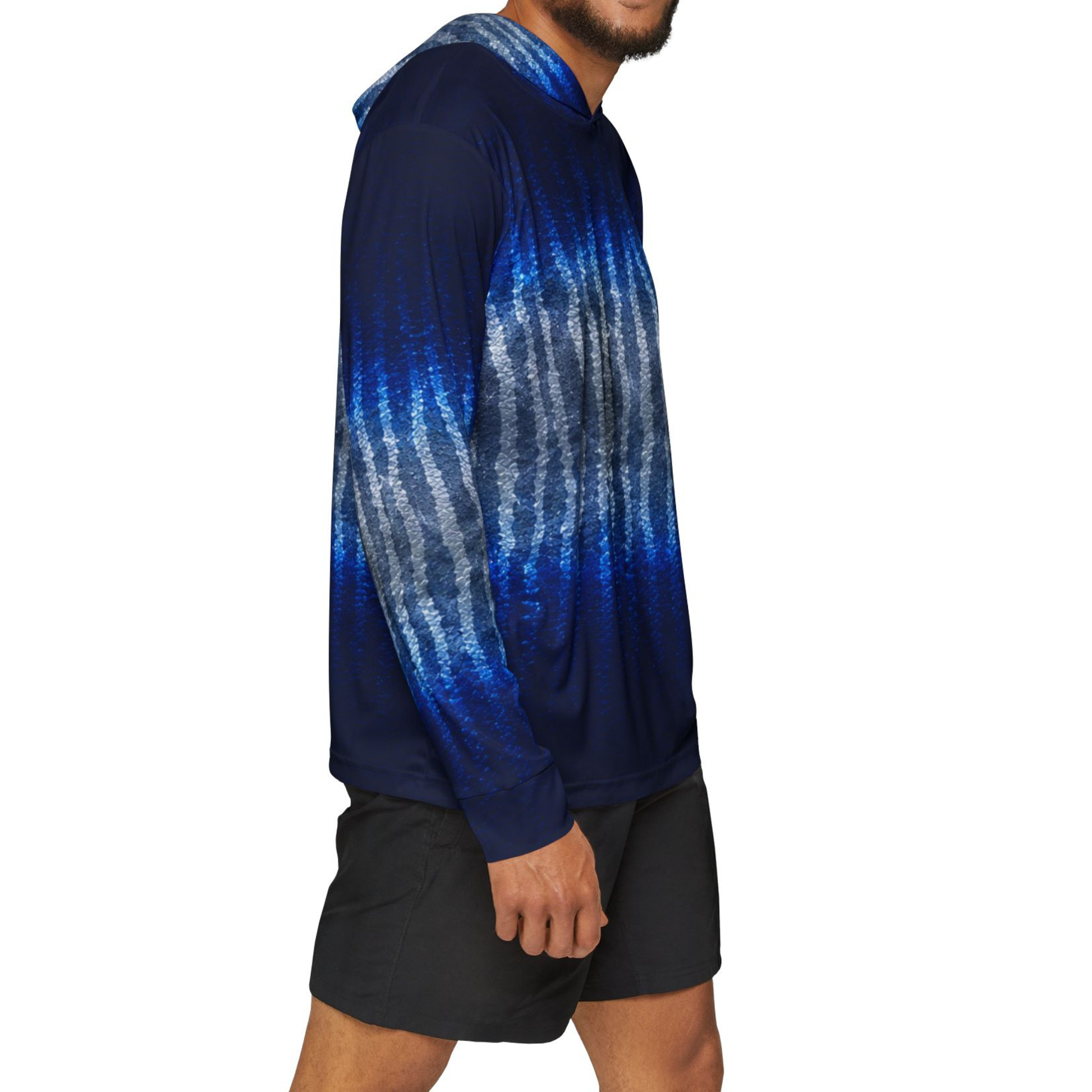 Lake Pacific Wahoo fishing hoodie – electric blue wahoo design UPF 50+ offshore sun protection hoodie