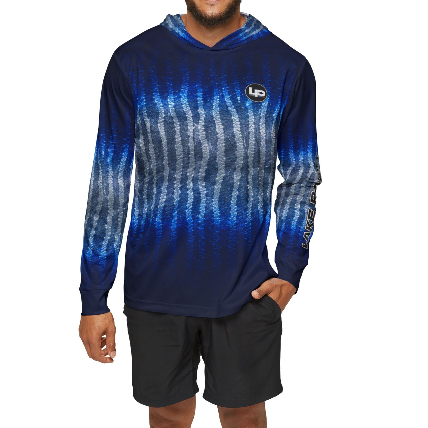 Lake Pacific Wahoo performance fishing hoodie – UPF 50+ wahoo design sun hoodie for offshore anglers