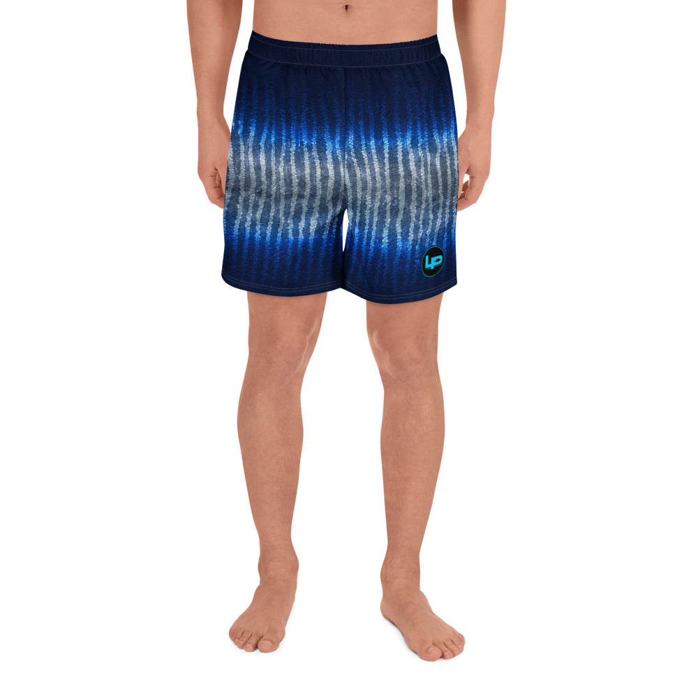 Lake Pacific Wahoo Performance Long Shorts front – UPF 50+ wahoo design athletic shorts