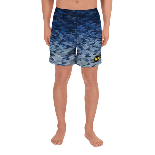 Lake Pacific Bluefin Performance Long Shorts front – UPF 50+ bluefin tuna design athletic shorts