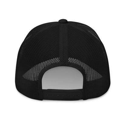 Lake Pacific Shark Neon cap design detail – neon shark logo coastal trucker hat