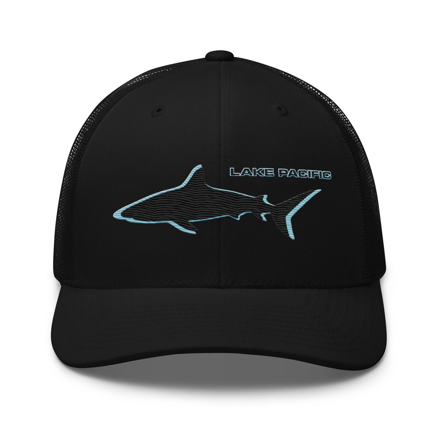 Lake Pacific Shark Neon trucker cap side view – structured shark fishing hat