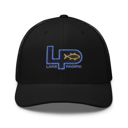 Lake Pacific Vintage Neon trucker cap front – retro neon coastal fishing hat
