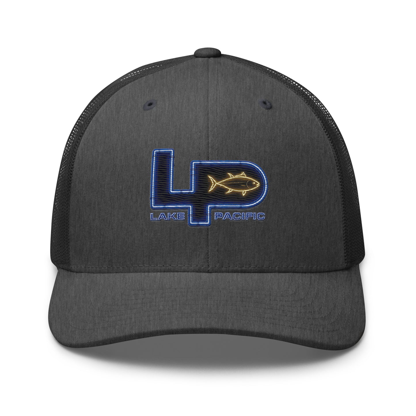 Lake Pacific Vintage Neon trucker cap alternate view – retro West Coast fishing hat