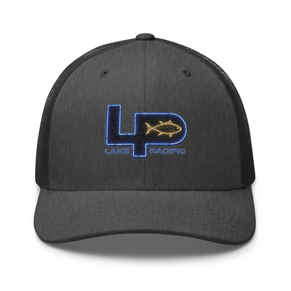 Lake Pacific Vintage Neon trucker cap alternate view – retro West Coast fishing hat