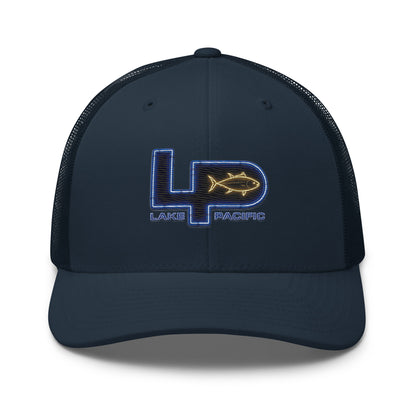 Lake Pacific Vintage Neon trucker cap side view – structured retro fishing hat